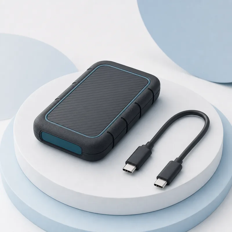 Generiertes Symbolbild einer robusten externen SSD